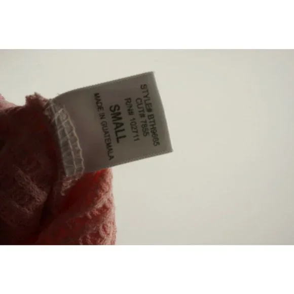 New Gibson Women's Small Pink Brushed Waffle Drape Faux Wrap Surplice V-Neck Top - Picture 9 of 10